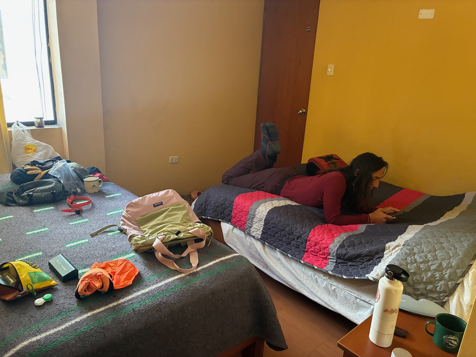 Our simple room accommodations at the hostel